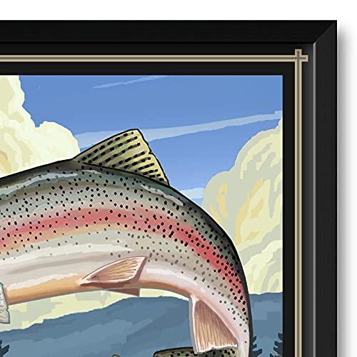 Northwest Art Mall Canada Fishing Professionally Framed Art Print from Travel Artwork by Artist Paul A. Lanquist Framed Art Size: 32\" x 47\"