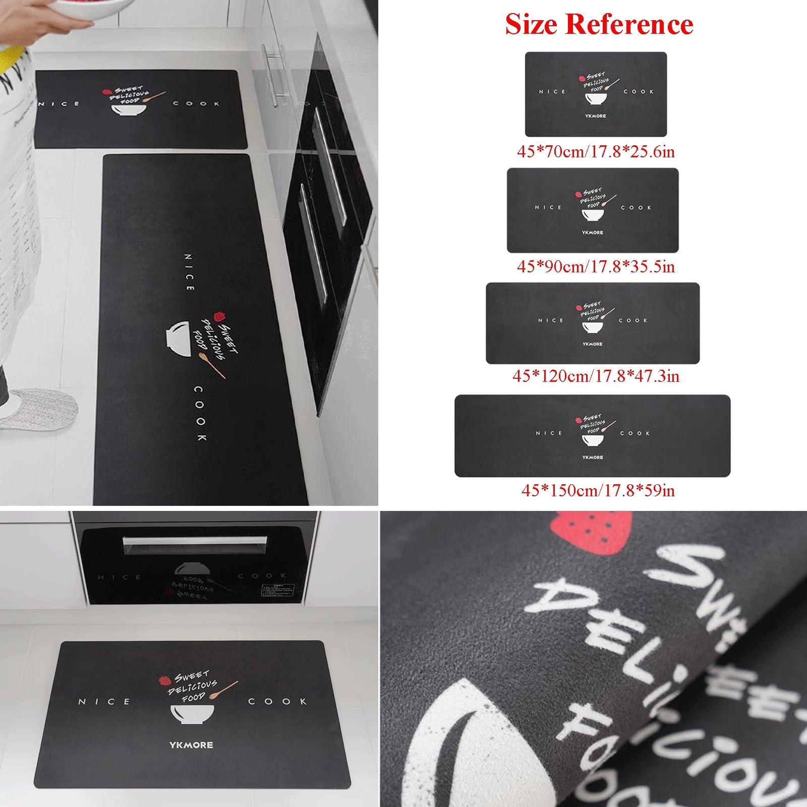 WIRMEC Padded Kitchen Floor Mats Large, Kitchen Carpets and Rugs Non-Slip Washable, Rubber Kitchen Mats for Floor Waterproof, Long Kitchen Padded Floor Mats for Standing, Comfort Mat for Kitchen, Entryway (