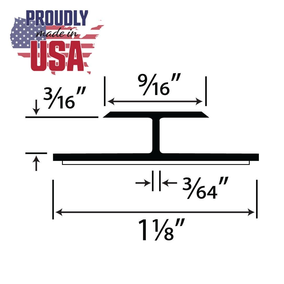 OUTWATER Outwater Plastic H Channel Fits Material 3/16 Inch Thick Black Styrene Divider Moulding with Adhesive 8 Foot Length Pro Pack (Pack of 5, 40 Feet Total)