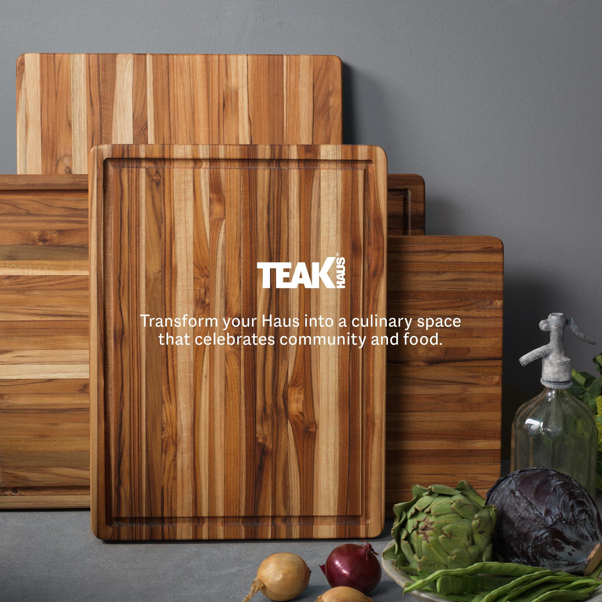 Teakhaus Teakhaus Cutting Board - Extra Large (XL) Wood Cutting Board with Grip Handles - Reversible Teak Edge Grain Wood - Knife Friendly - FSC Certified