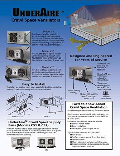 Tjernlund Tjernlund V2D UnderAire Crawlspace Ventilator Fan Moisture Mold Reducing,220 CFM