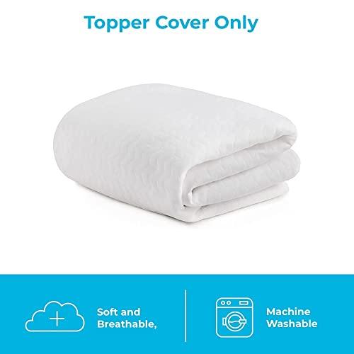 Linenspa Linenspa 2 Inch Mattress Topper-Cover Queen-Cover Only-Machine Washable Breathable Non Slip with Zipper,White