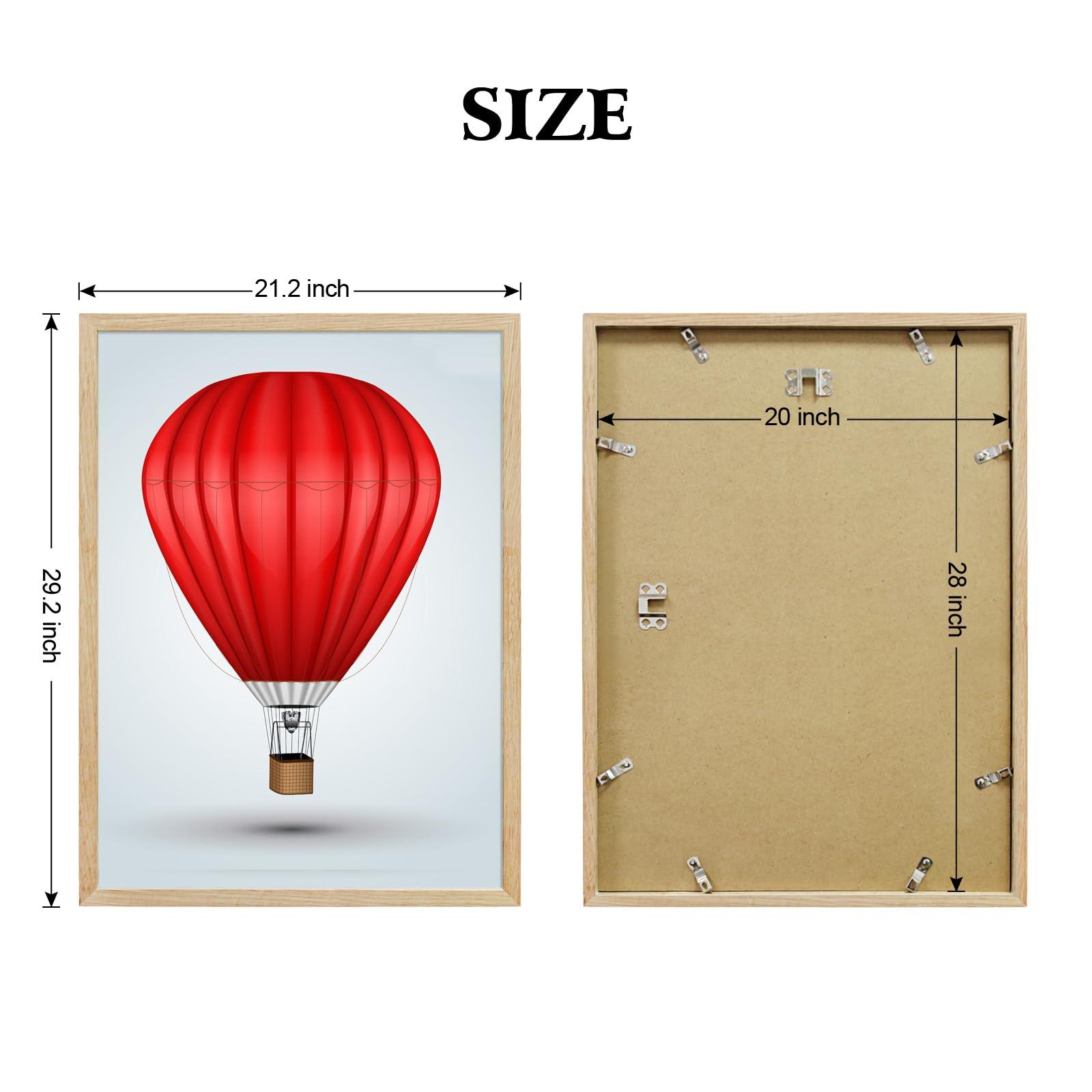 DABLUE DABLUE 20x28 Picture Frame Set of 3 Beige Oak Wood 20\"x28\" Poster Frame 20 by 28 Natural Solid Wood Frames 28x20 Photo Frame with Clear Plexiglass