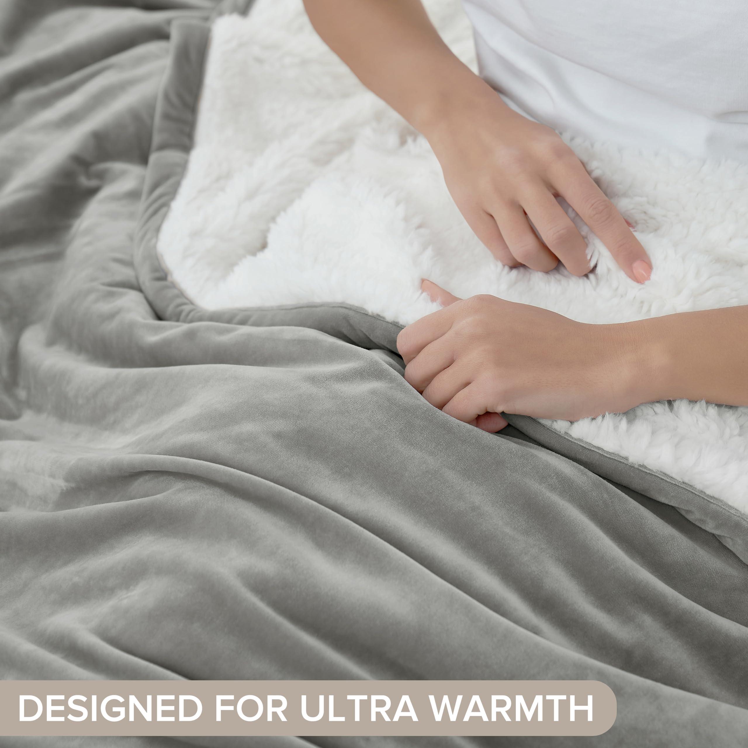 UGG UGG Bliss Throw Blanket Plush Soft Fleece Fluffy Blankets for Bed or Couch Oversized Warm Reversible Machine Washable Medium Weight Home Decor Giftable Throw, 50-inch x 70-inch, Seal Grey