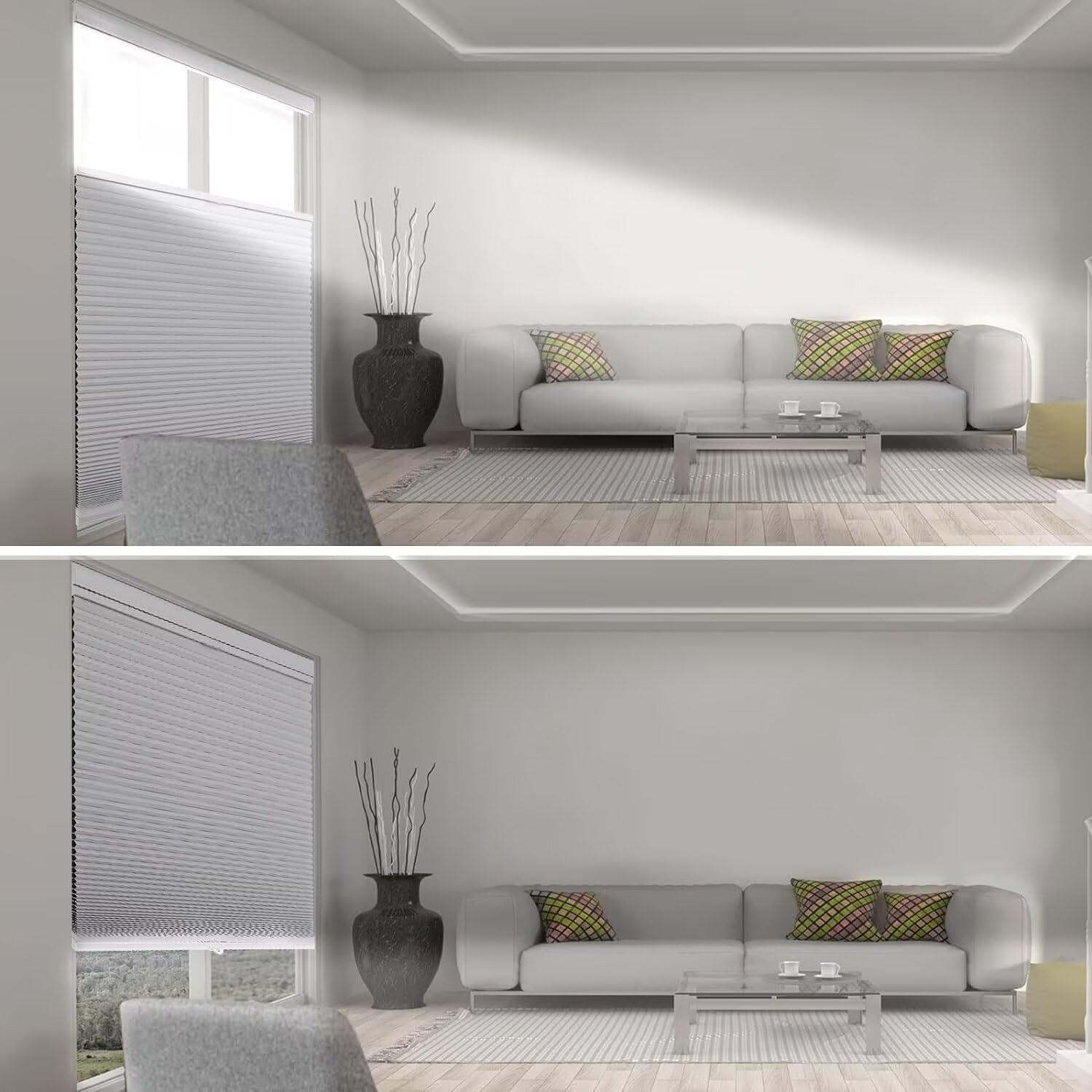 MYshade MYshade Custom Top Down Bottom Up Cellular Shades Blackout Up Down Window Blind Cordless Cellular Blinds & Shades Easy to Install 20" W x 56" H White