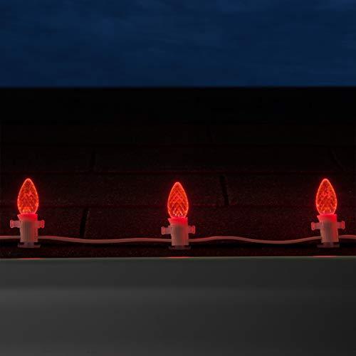 Wintergreen Lighting C7 OptiCore LED Commercial Outdoor Christmas Lights  Heavy Duty Christmas String Lights; White Wire (100 Lights, 100 ft, Red)