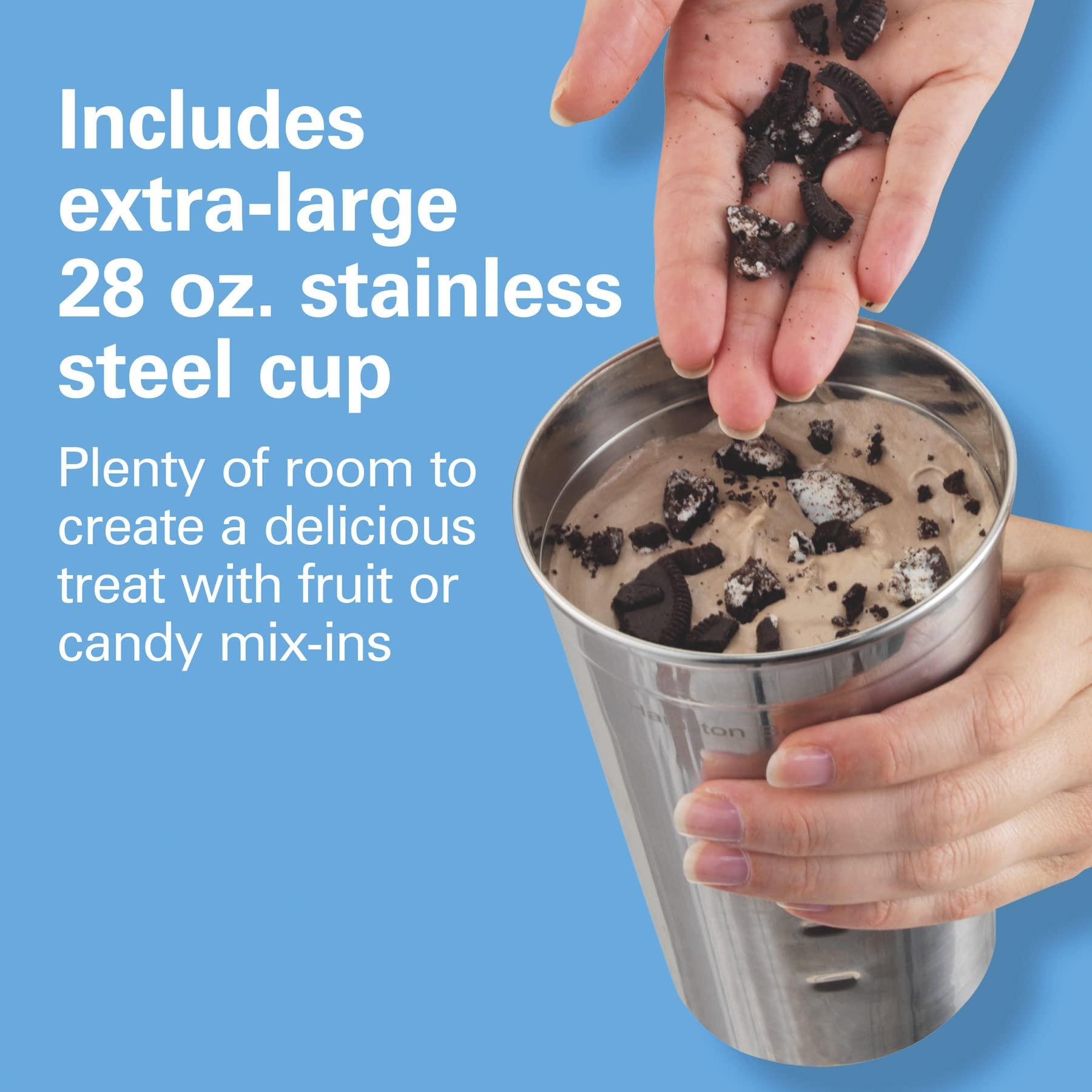 Hamilton Beach Hamilton Beach DrinkMaster Electric Drink Mixer, Retro Milkshake Maker & Milk Frother, 2 Speeds, Extra-Large 28 oz. Stainless Steel Cup, Classic Chrome