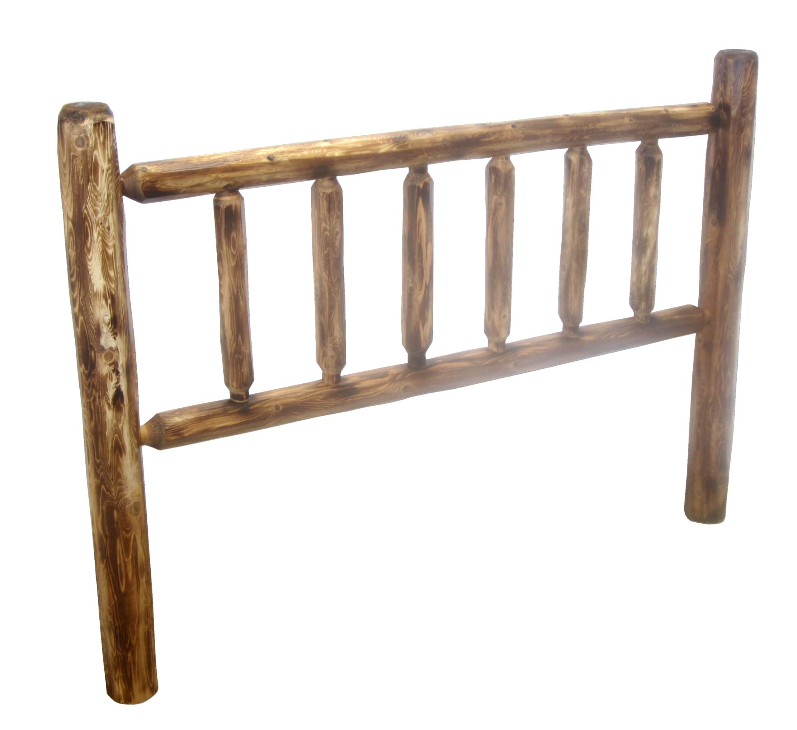 Midwest Log Furniture Midwest Log Furniture Torched Cedar Log Headboard [Full Size] - Torched Burnt Brown/Solid Wood/Amish Handcrafted in USA