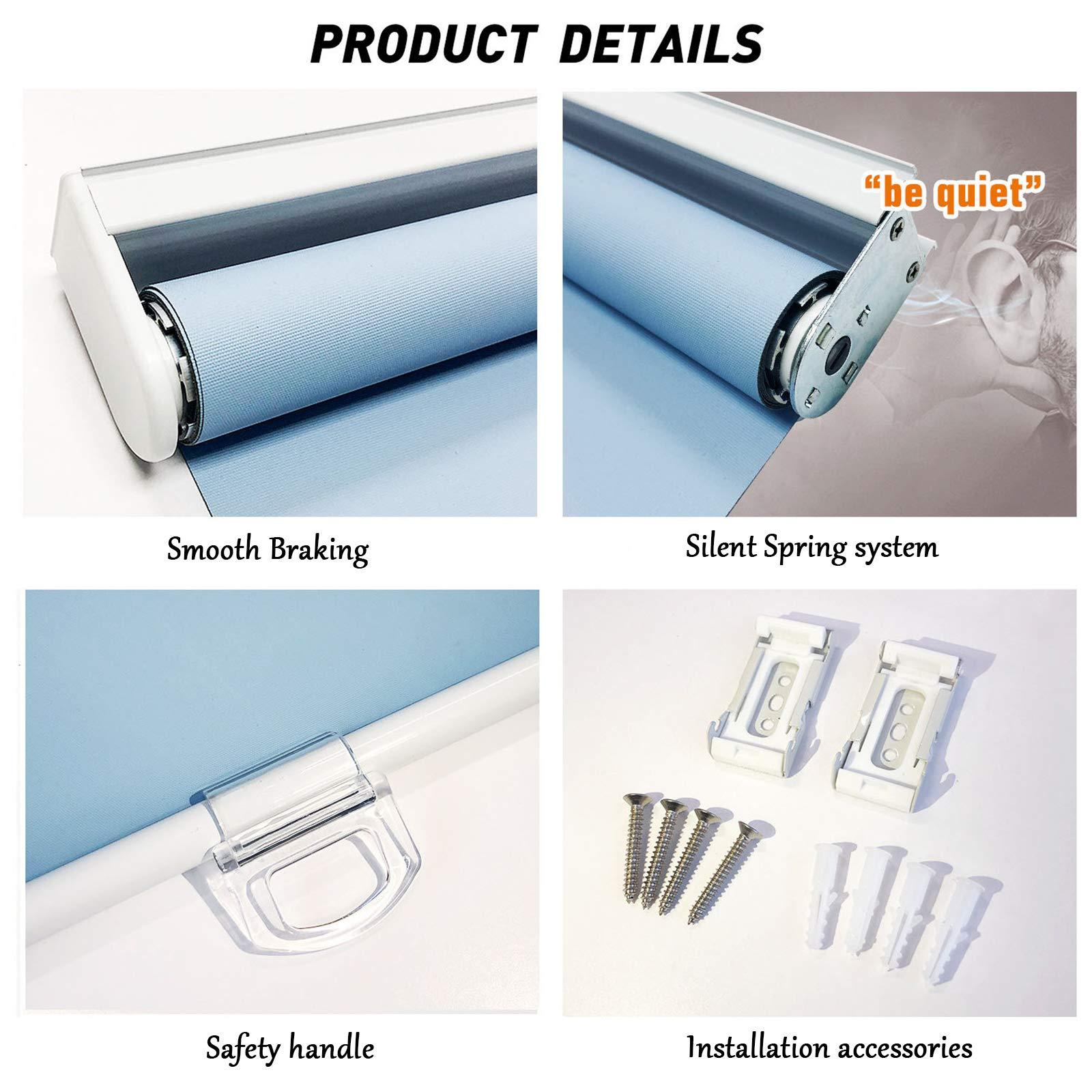 getopblinds Blackout Cordless Roller Blinds and Shades for Windows - Safety Spring Roller Shades - Cordless Privacy Room Darkening [Beige 100% Blackout,58 1/2" W x 72" H] - Custom Made