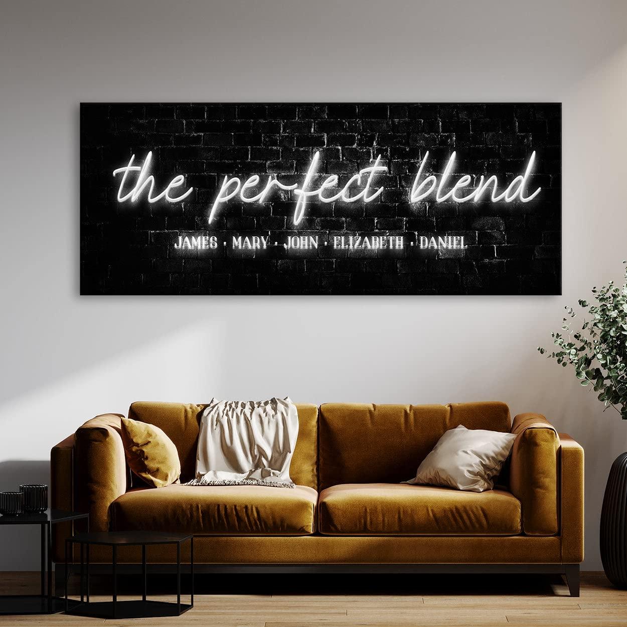 Sense Canvas Sense Canvas Personalized Perfect Blend Family Names Concrete Neon Custom Sign Canvas Art Blended Housewarming Last Name - Home Decor Wall Art Print Poster Painting X-Large 60x24 / 0.75\"