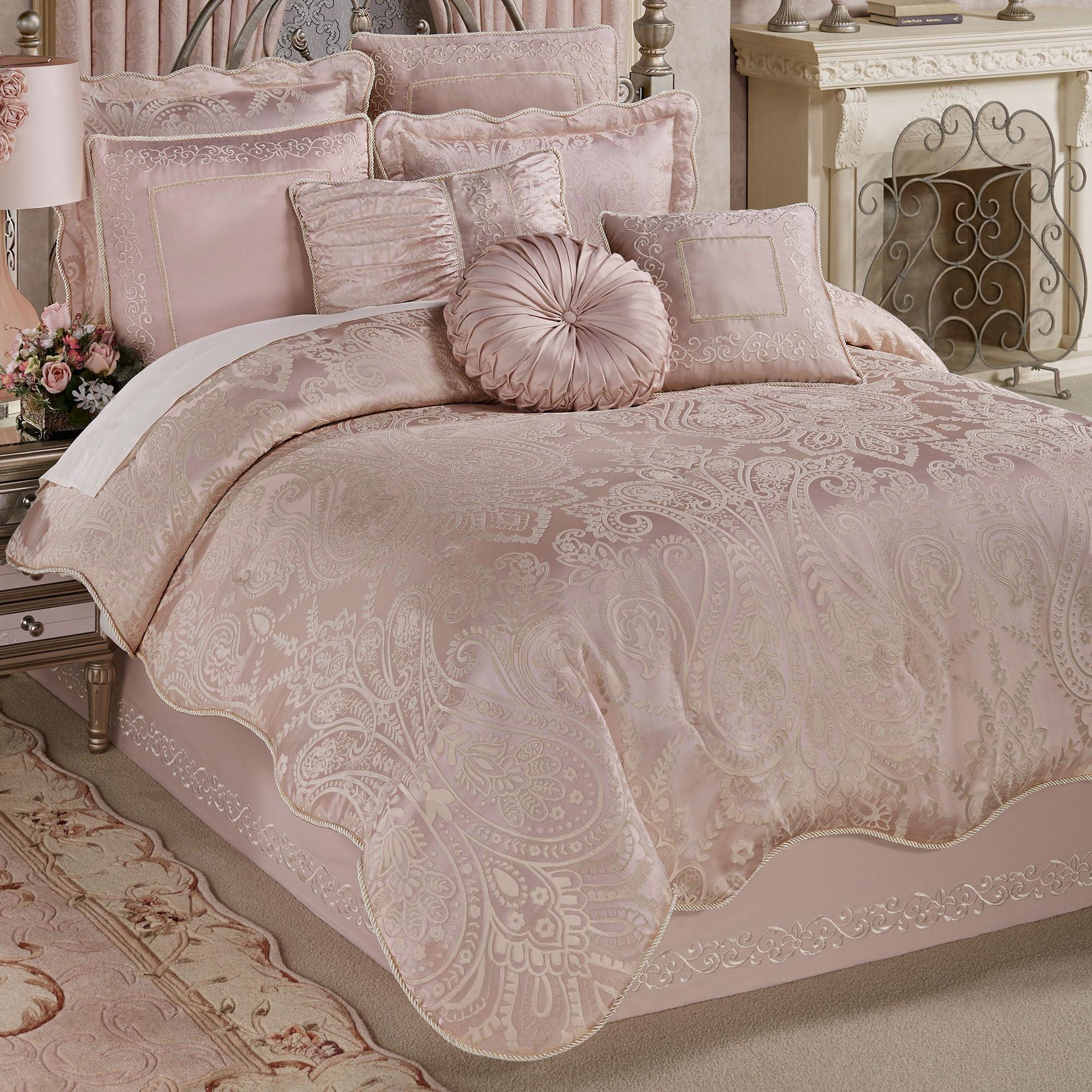 Touch of Class Touch of Class Romantic Princess Blush Oversized Jacquard Woven Scrollwork Comforter Set King