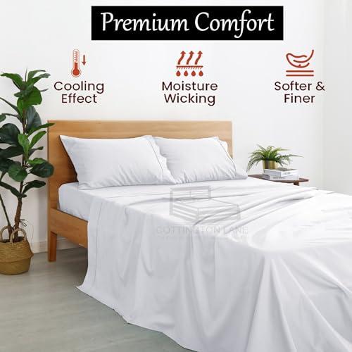 Cottington Lane Extra Long Twin XL Sheets Dorm-Twin XL Sheets-Cotton Bed Sheets Twin XL Size-College Dorm Room Bed Sheets Twin XL-16 Inch Deep Pocket Twin XL Fitted Sheet with Elastic All Around(White)