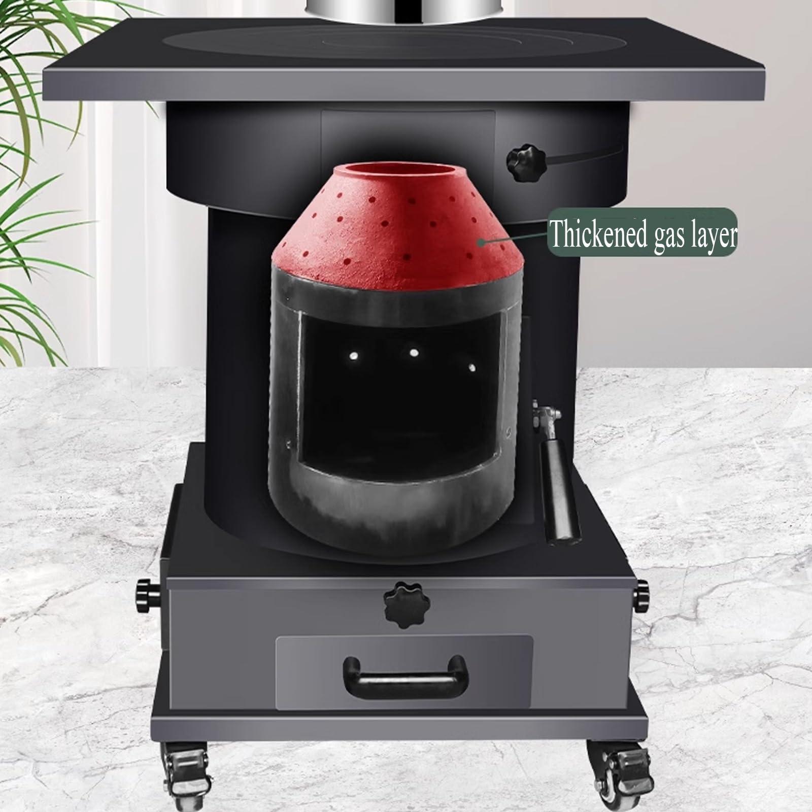 Generic Small Wood Burning Stove Indoor with Oven, Camping Wood Stove for Heating and Cooking, Wood Stove with Chimney Pipes, Small Camping Wood Stove for Patio