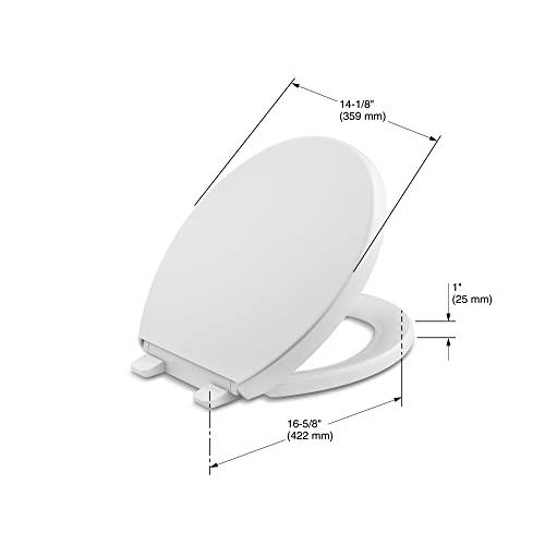 Kohler KOHLER K-4009-0 Reveal Round Toilet Seat, with Grip-Tight Bumpers, Quiet-Close Seat, Quick-Release Hinges, Quick-Attach Hardware, No Slam Toilet Seat, White