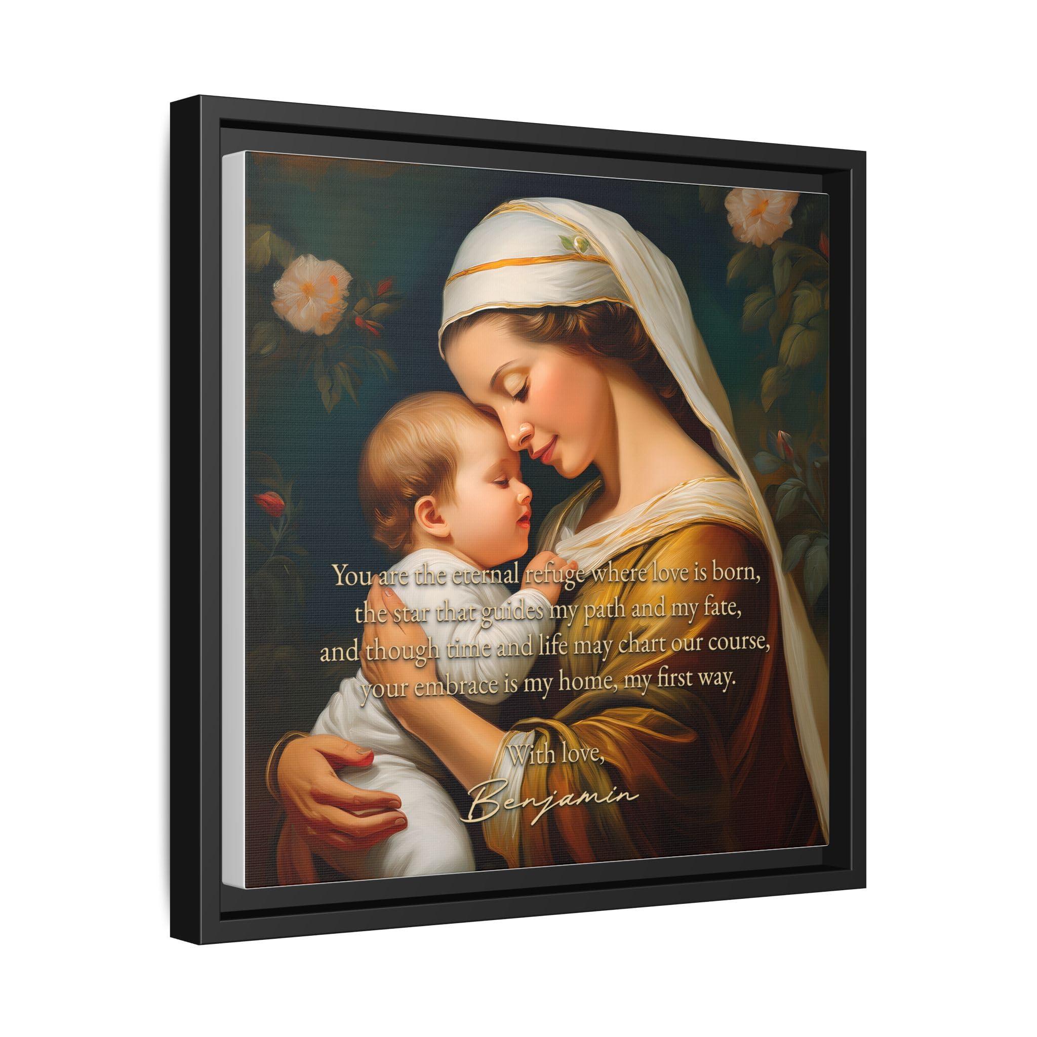 GENERIC Custom 14x14 Mothers Love Poem Art Print with Eco-Friendly Pinewood Frame, Personalized Gift for Mom, Ready to Hang