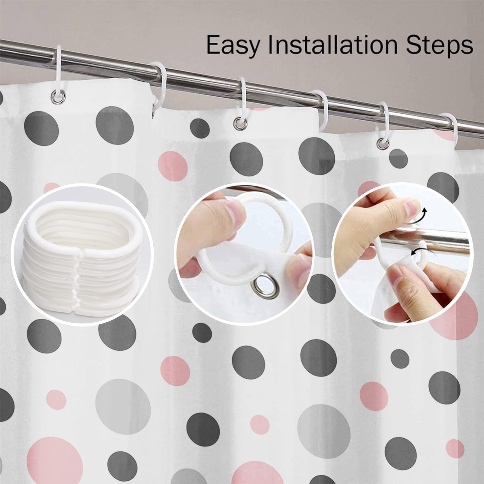 Emvency Emvency Shower Curtain Geometric Pink Gray White Modern Polka Dot Pattern Retro Waterproof Polyester Fabric 72 x 72 Inches Bathroom Set with Hooks