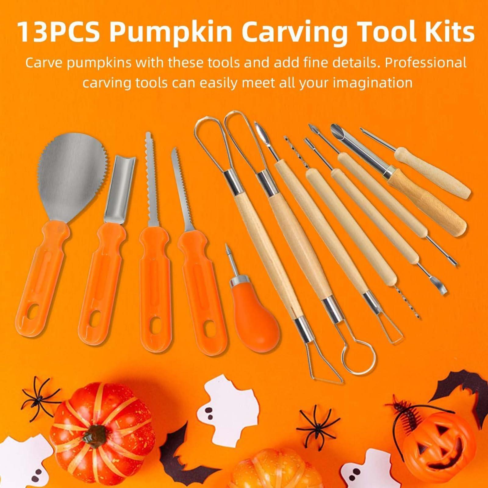 Eljeczt Halloween Pumpkin Carving Tools Professional Pumpkin Cutting Carving Supplies Tools Kit Stainless Steel Heavy Duty Sculpting Tool For Carving Pumpkin And Other Fruits, 8pcs
