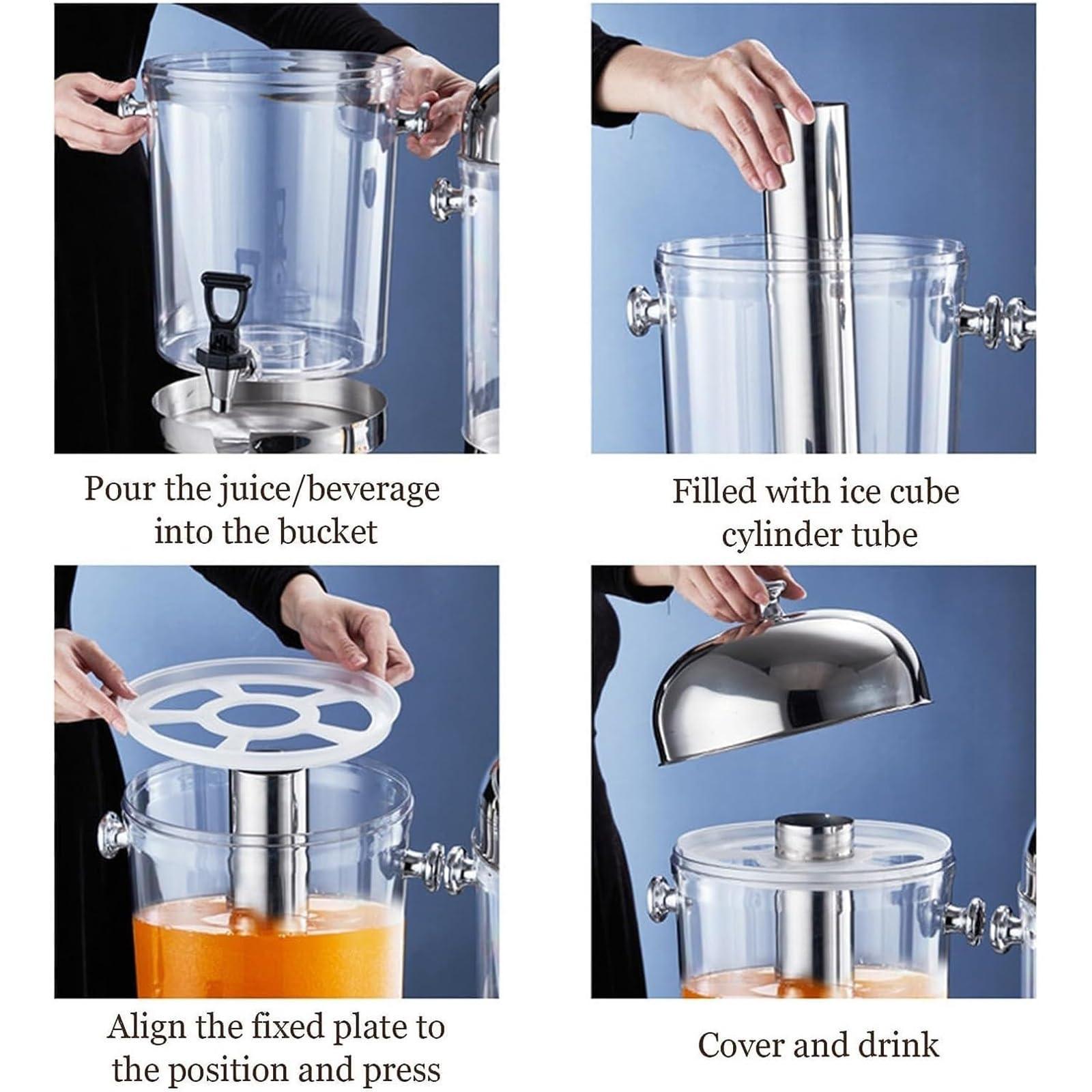 SINBAISHUNYYT Beverage Dispenser, 2.2/4.2/6.4 Gallon Drink Dispenser with Ice Core Container & Spigot, Leakproof Lemonade Tea Water Drink Jar Jug, Keeps Beverage Hot or Cold(2.2 Gallon)