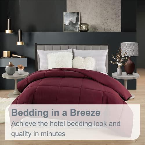 Swift Home Swift Home Queen Comforter - Lightweight & Extra Soft Down Alternative Bedding - All-Season Comfortable Bed Comforter - Wrinkle Fade Stain Resistant - Burgundy, Queen