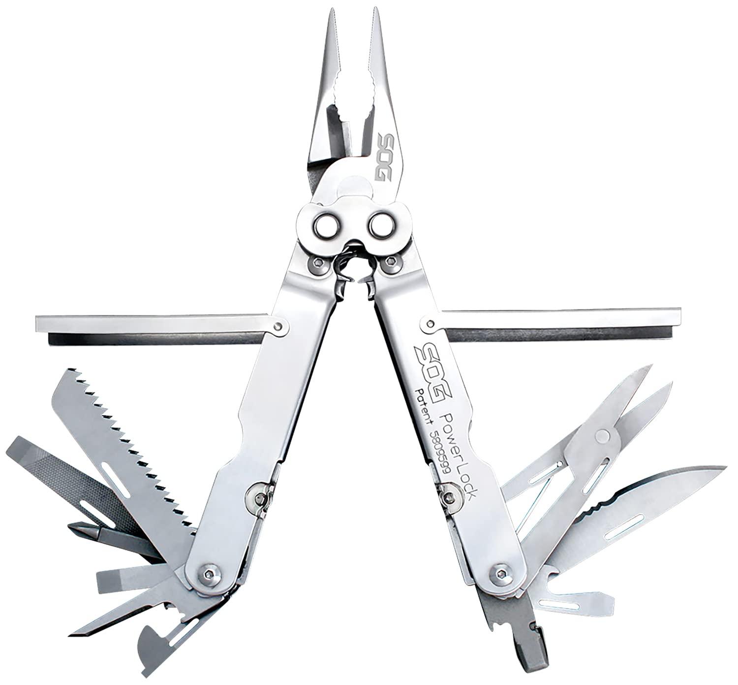 SOG SOG Multitool - Powerlock Heavy Duty Multitool Pliers, Electrician Wire Cutter Multi Tool w/ Ballistic Nylon Multitool Sheath with Clip (S60N-CP)