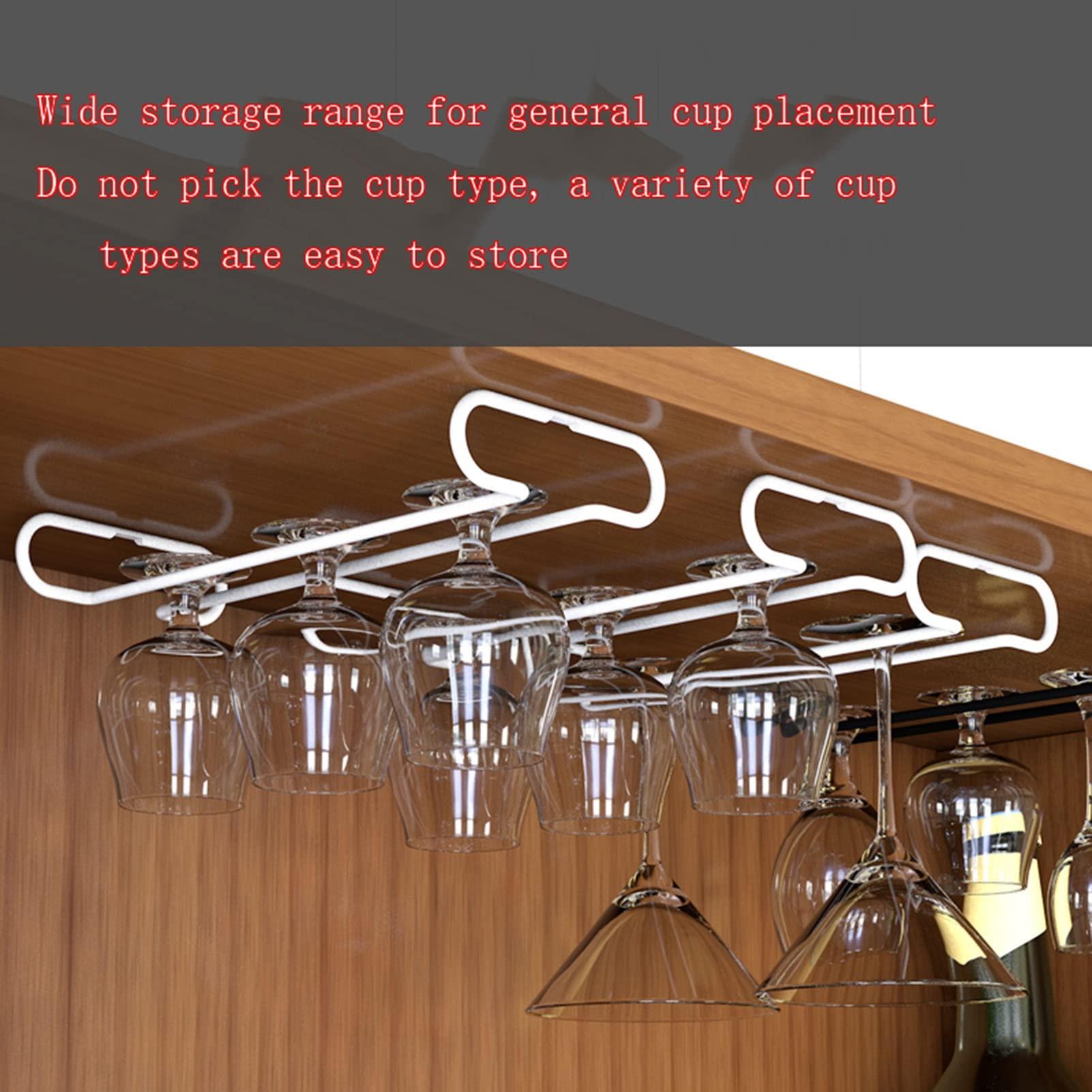 CTVR Aluminum alloy Wine Glass Rack, Stemware Hanger, Under Cabinet Wine Glasses Holder Shelf, Glass Holder Storage Hanger for Kitchen Bar screw installation