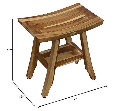 EcoDecors EcoDecors, Satori, 18\", Teak Shower Bench, Teak Shower Stool, Teak Shower Seat, Shower Storage Shelf, Bathroom Storage, Shower Storage, Teak Shower Stool for Inside Shower