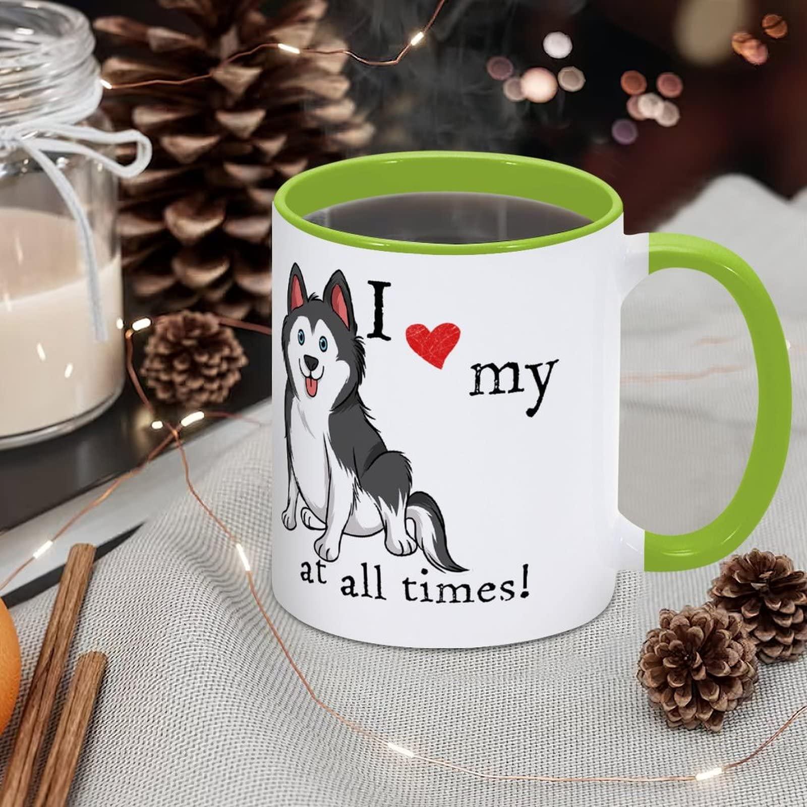 Funlucy Siberian Husky Funny Novelty Mugs I Love My Dogs at All Times Coffee Mug Ceramic Mug Tea Cup Birthday Christmas Mug Gift for Him Her Mother Father, 11 Oz