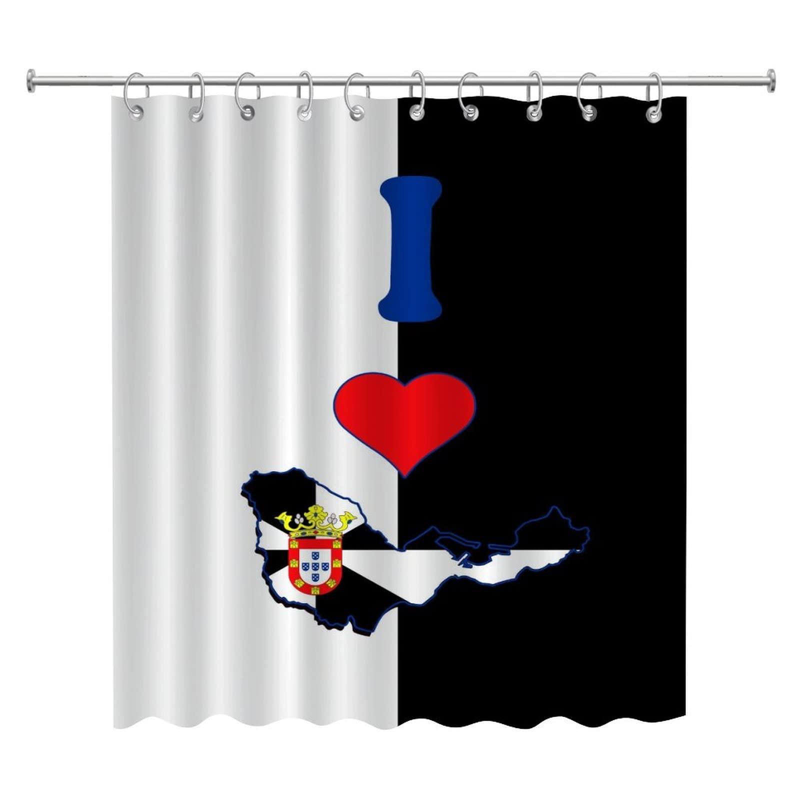 COVOME COVOME Shower Curtains I Love My Country Ceuta Bathroom Curtain World State Map Flag Country Shower Curtain Set with Hooks Bathroom Decor 72x84 Inch