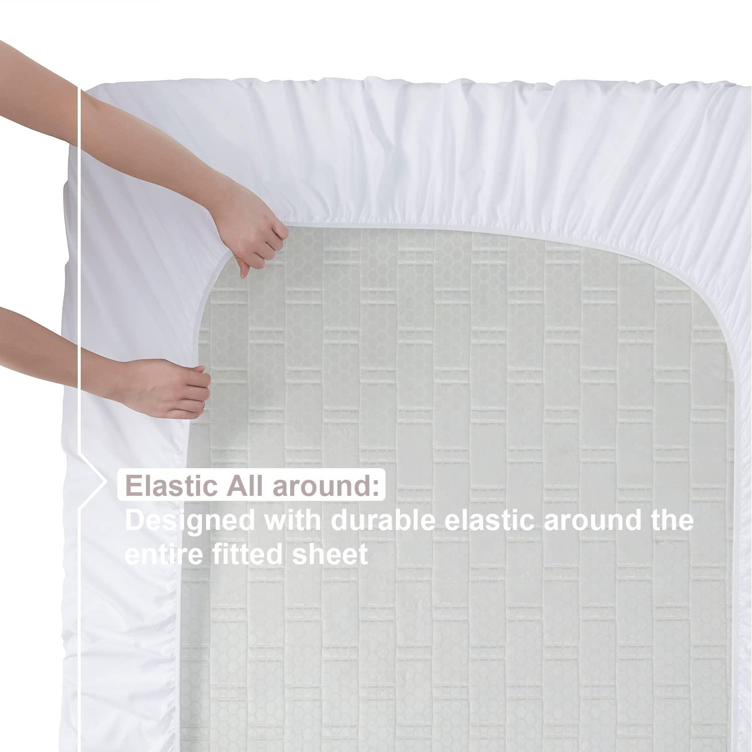 Nestl Nestl Split King Sheets for Adjustable Beds - 5 Piece Split King Sheets Set, Deep Pocket, Hotel Luxury, Extra Soft, Breathable and Cooling, White Split King Bed Sheets