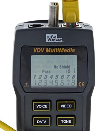 Ideal Industries IDEAL INDUSTRIES INC. 33-856 VDV Multimedia Voice/Data/Video Wiremap Tester, Electrical Tester for CAT3/5e/6/6A, RG-59/6/ 6 Quad Cables, 1 Tester