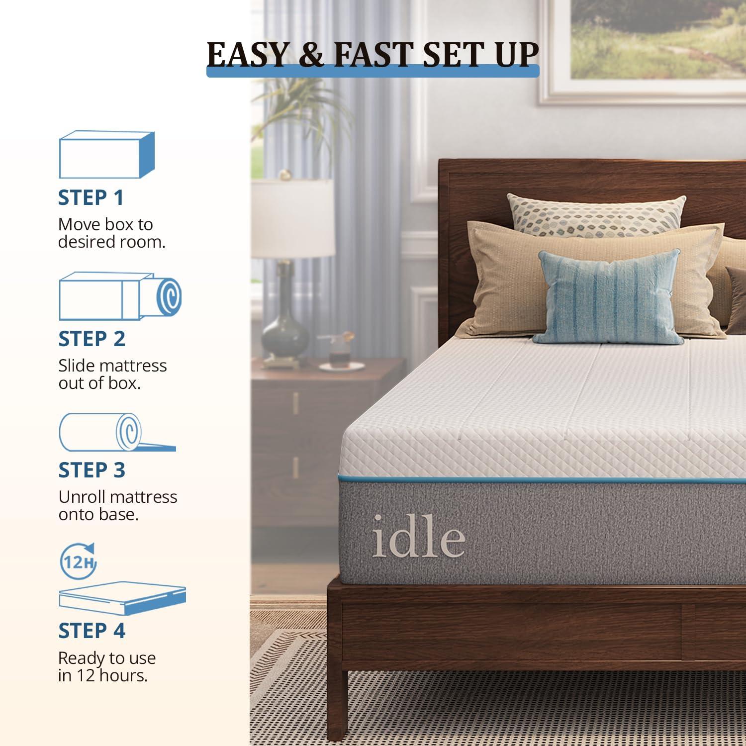 EGOHOME EGOHOME Full Mattress 14 Inch Cooling Gel Memory Foam, Fiberglass Free, Mattress Bed in a Box for Back Pain Relief, Medium Firm, CertiPUR-US Certified, 54x75x14, White