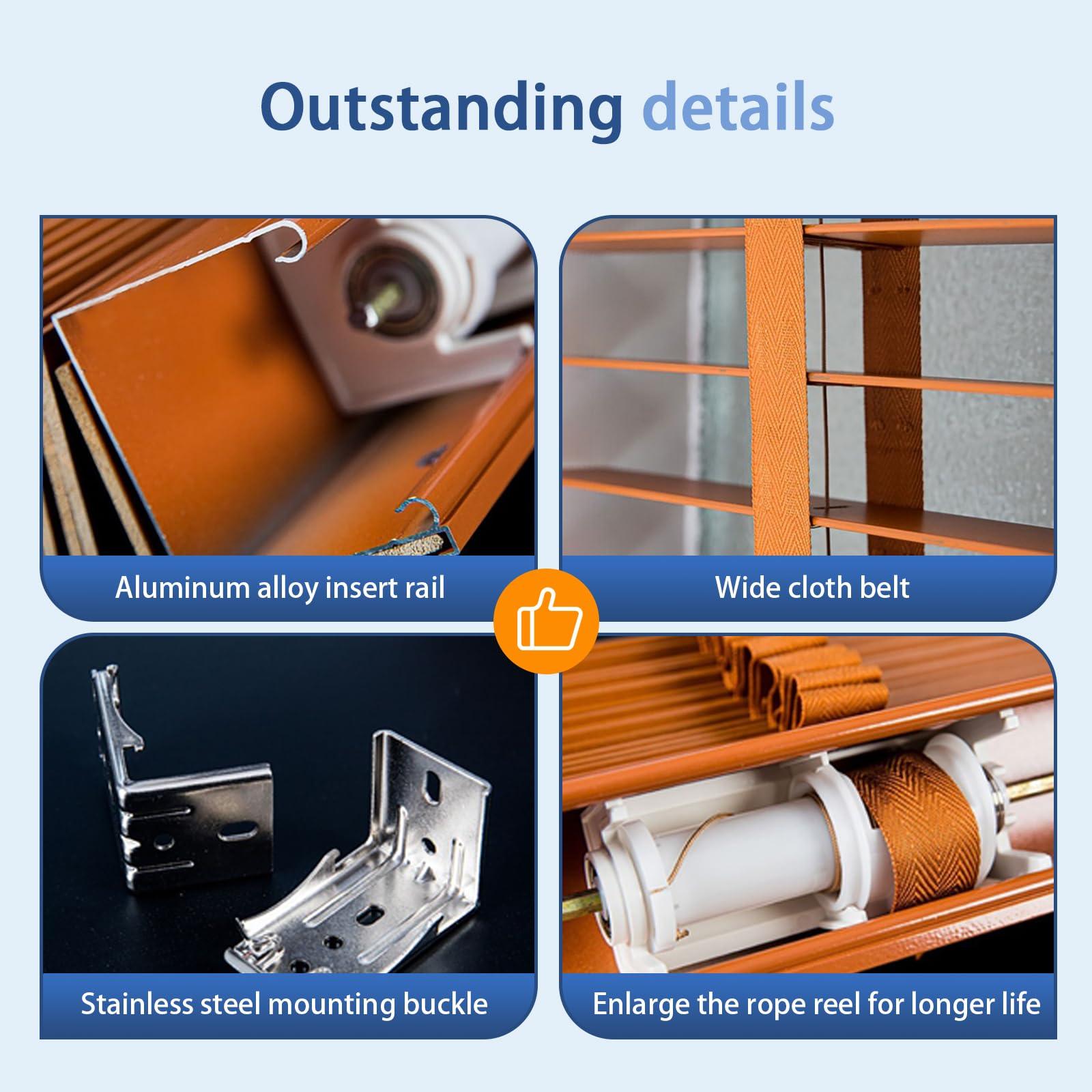 FERFXN Wood Blinds Faux Blinds Cordless Horizontal Venetian Blinds Faux Wood Blinds Light Filtering Blinds for Windows Room Darkening Blinds,Blinds & Shades for Window-90x90cm/35.4x35.4in(WxH)