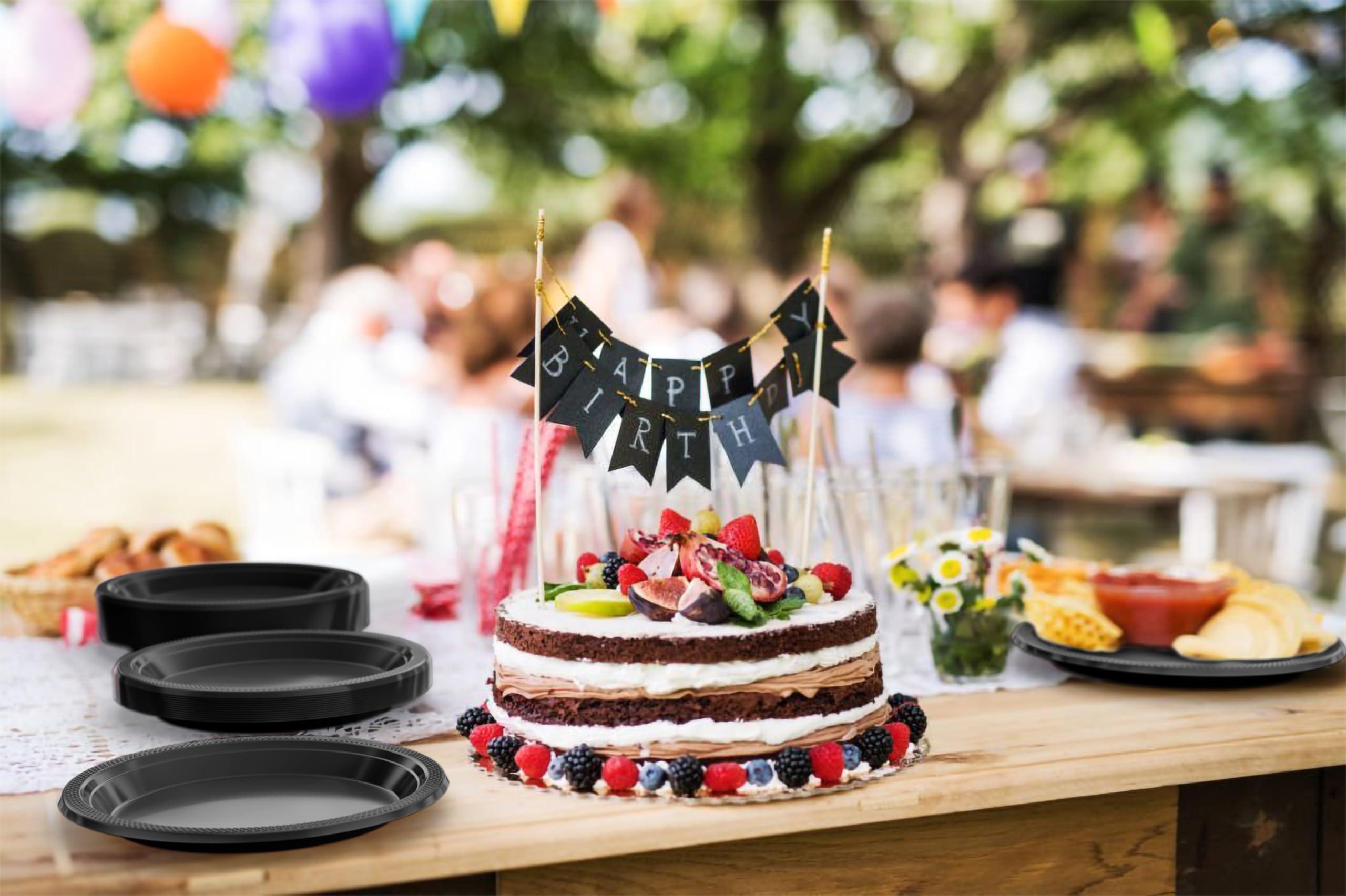 Exquisite Exquisite Black Plastic Plates Disposable 10\" Black Plastic Dinner Plates 100 Pcs Black Disposable Plates Plastic Plates For Party Plates Disposable Heavy Duty Black Plates Disposable For Party