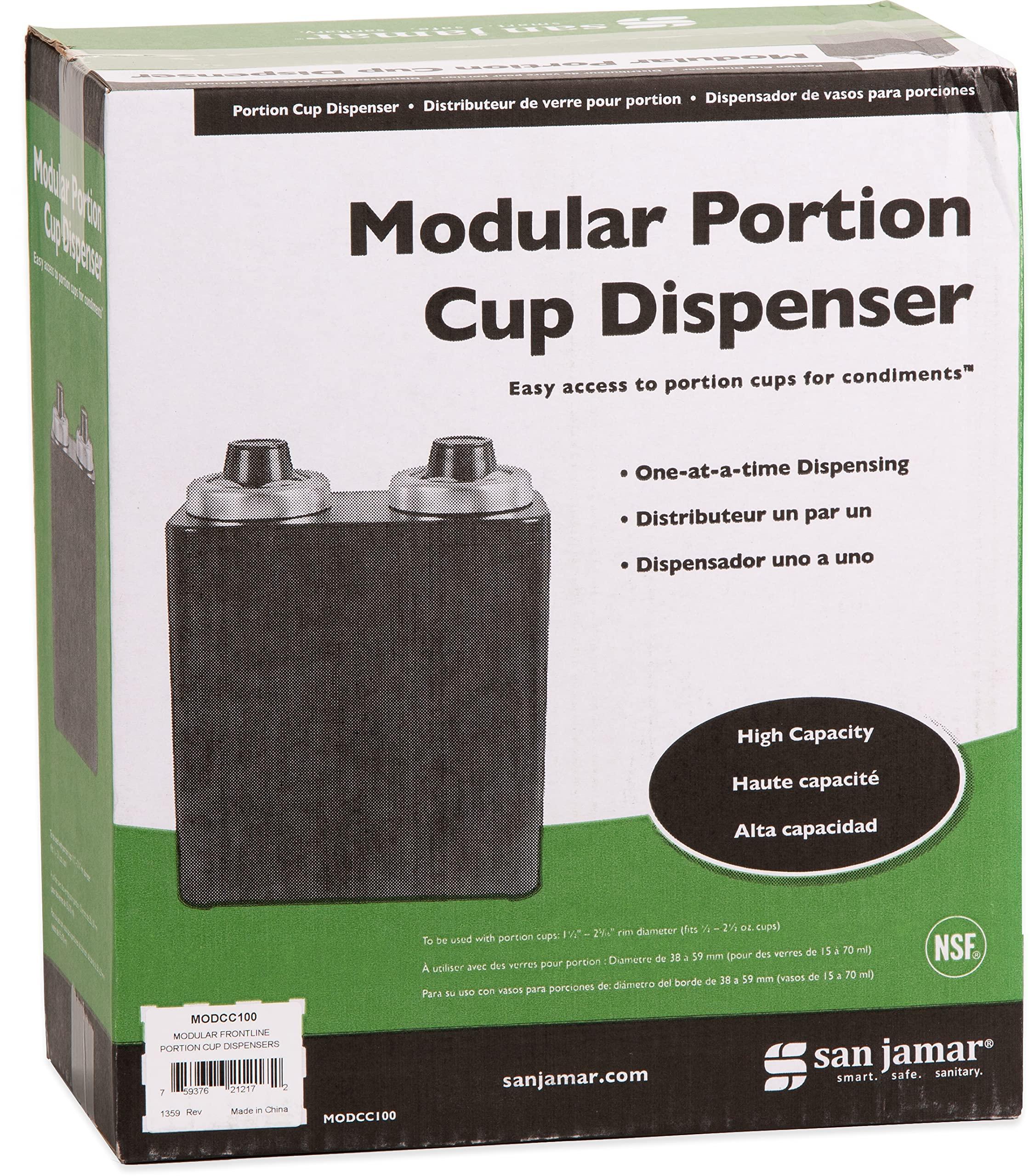 San Jamar San Jamar Frontline Portion Cup Dispenser, Dispenses Cups and Lids, Plastic, 6.5 x 11.75 Inches, Black