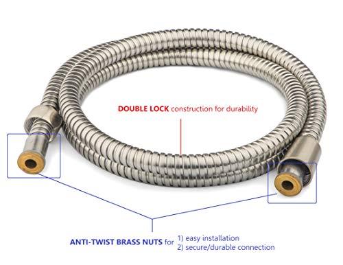 Ana Bath Ana Bath 5-Inch Anti-Clog High Pressure LARGE Dual Shower Head with Handheld Spray - 5 Unique Spray Modes/BRASS CONNECTOR/5 Ft Stainless Steel Hose/Spot Resist Brushed Nickel