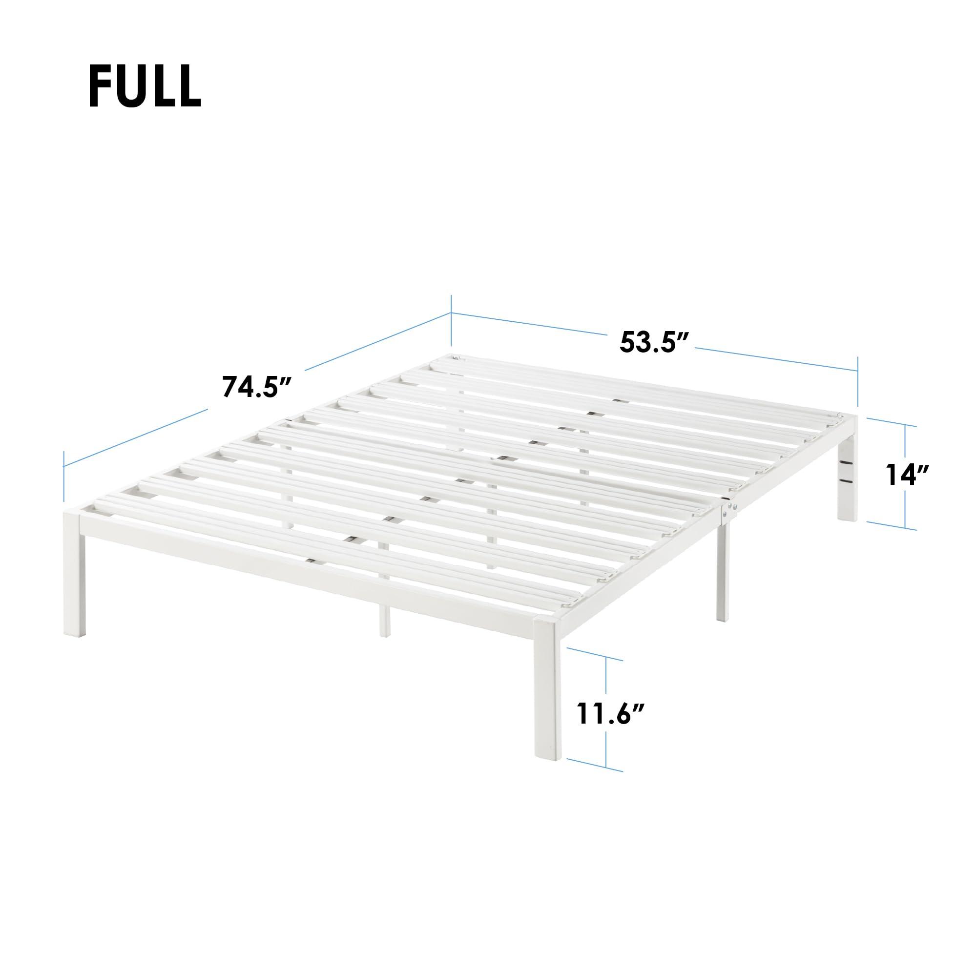 Mellow Mellow Rocky Base E 14" Platform Bed Heavy Duty Steel White, w/ Patented Wide Slats (No Box Spring Needed)