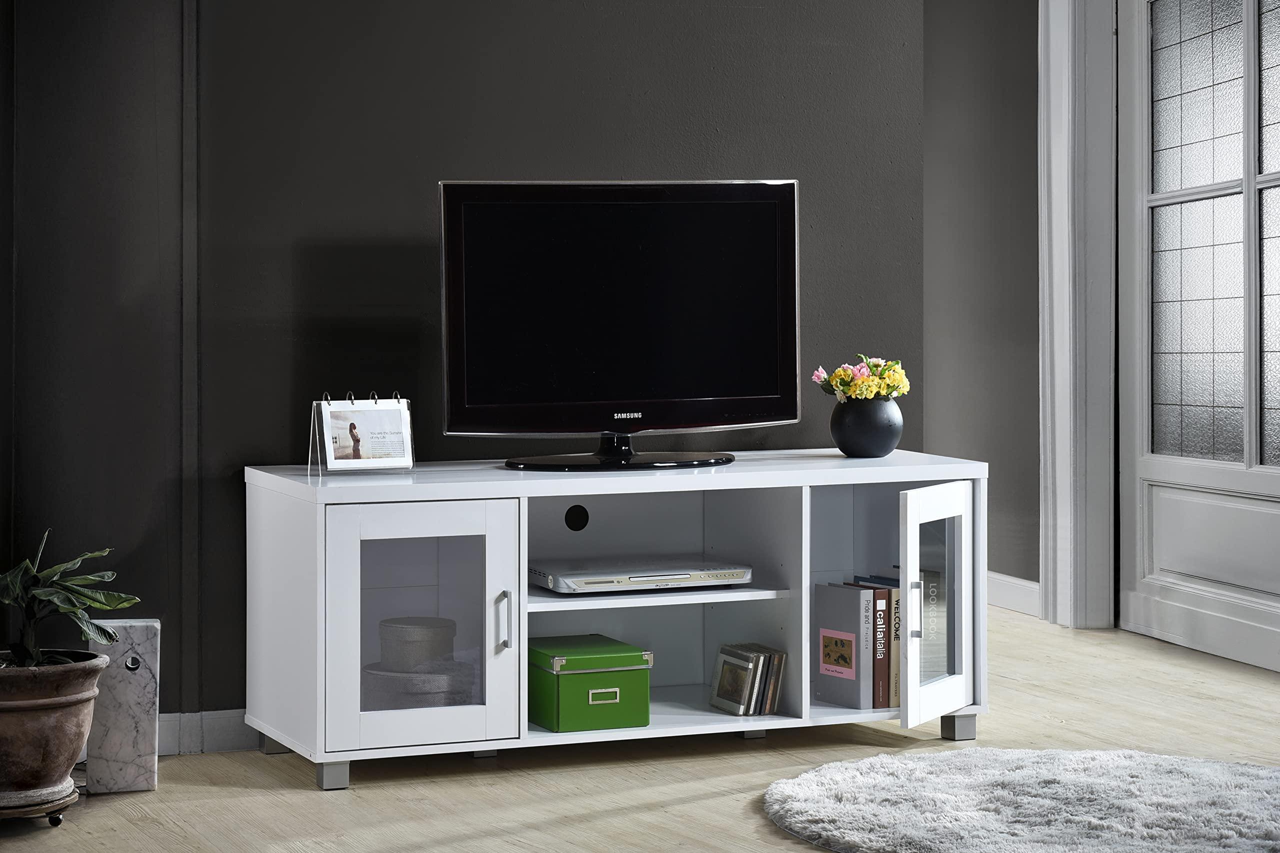Hodedah Hodedah White 57\" Wide Entertainment Center HITV107 White