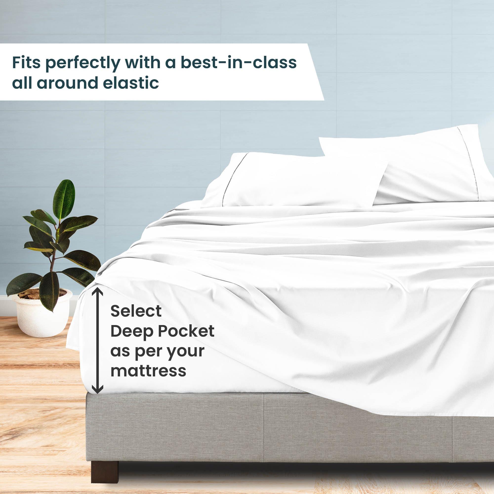 Sophia Cotton Club Cal-King Size Sheets Luxury Soft 1200-TC Heavy Egyptian Cotton - Sheet Set for Cal-King Size (72x84) Mattress Fits 28-30 Inches Fully Elastic Deep Pocket (Solid, White)