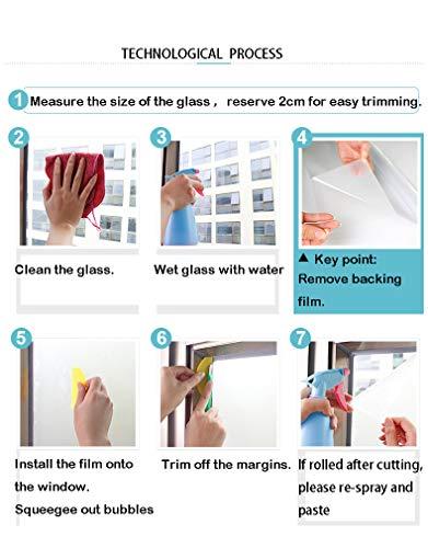 bandezid bandezid One Way Mirror Adhesive Window Film Privacy Window Mirrored Glass Film Self Adhensive Frosted Glass for Office Kitchen-Sea Stone Blue 1.5x3m