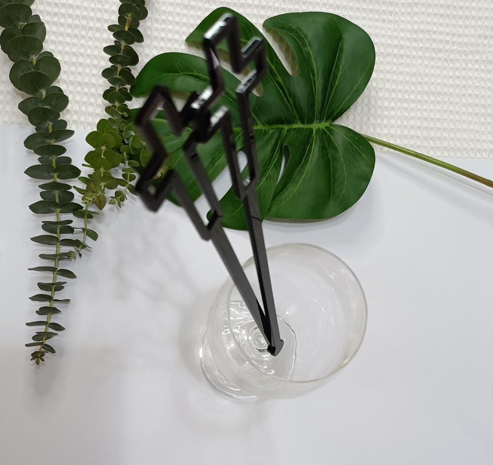 Yuxuanish Cross Cocktail Stirrers Swizzle Stir Stick,20pcs of Drink Stirrers,Acrylic Stir Sticks for Baptism,First Communion Decorations (Black)