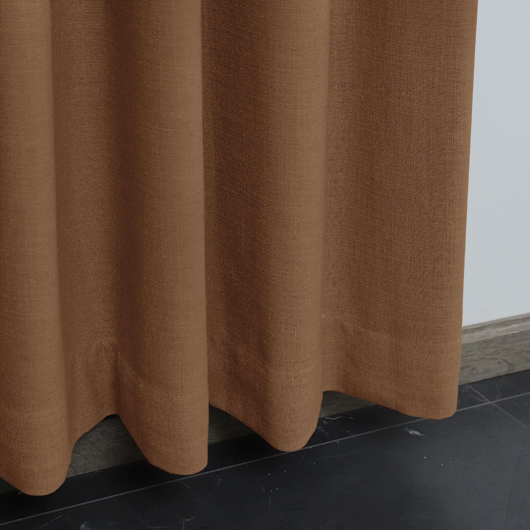 Fcosie Fcosie Extra Long Extra Wide Natural Linen Curtain Panels Drapes Tall Curtains for High Living Room Grommet Draperies Room Darkening Window Treatment, 100" Wide x 240" Long, Orange Copper, 1 Panel
