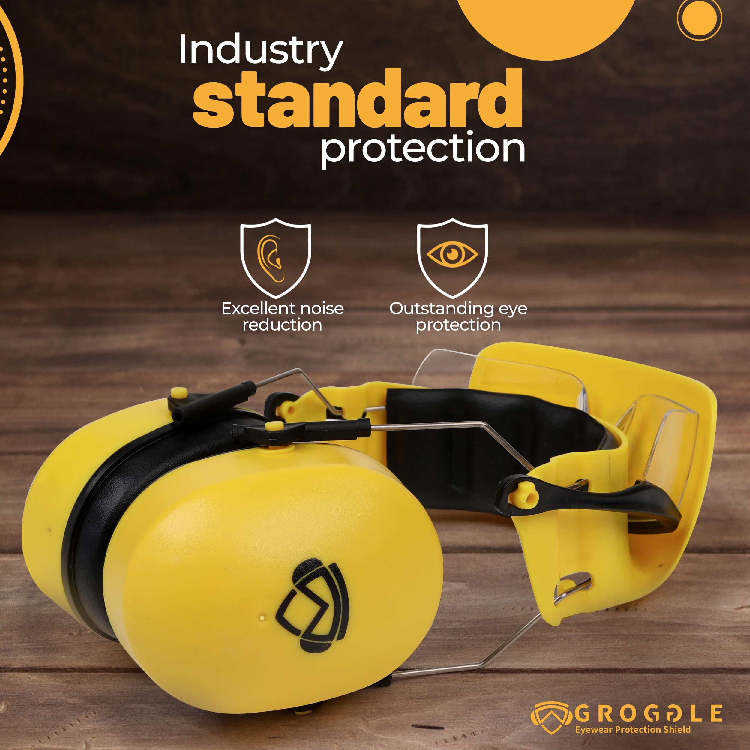 groggle Groggle Combination Safety Glasses and Safety Earmuff. Unique, New, PPE, Protective Shield Prevents Damage and Scratching. Provides Convienence, Comfort, NRR 26 Db Passive Hearing Protection.