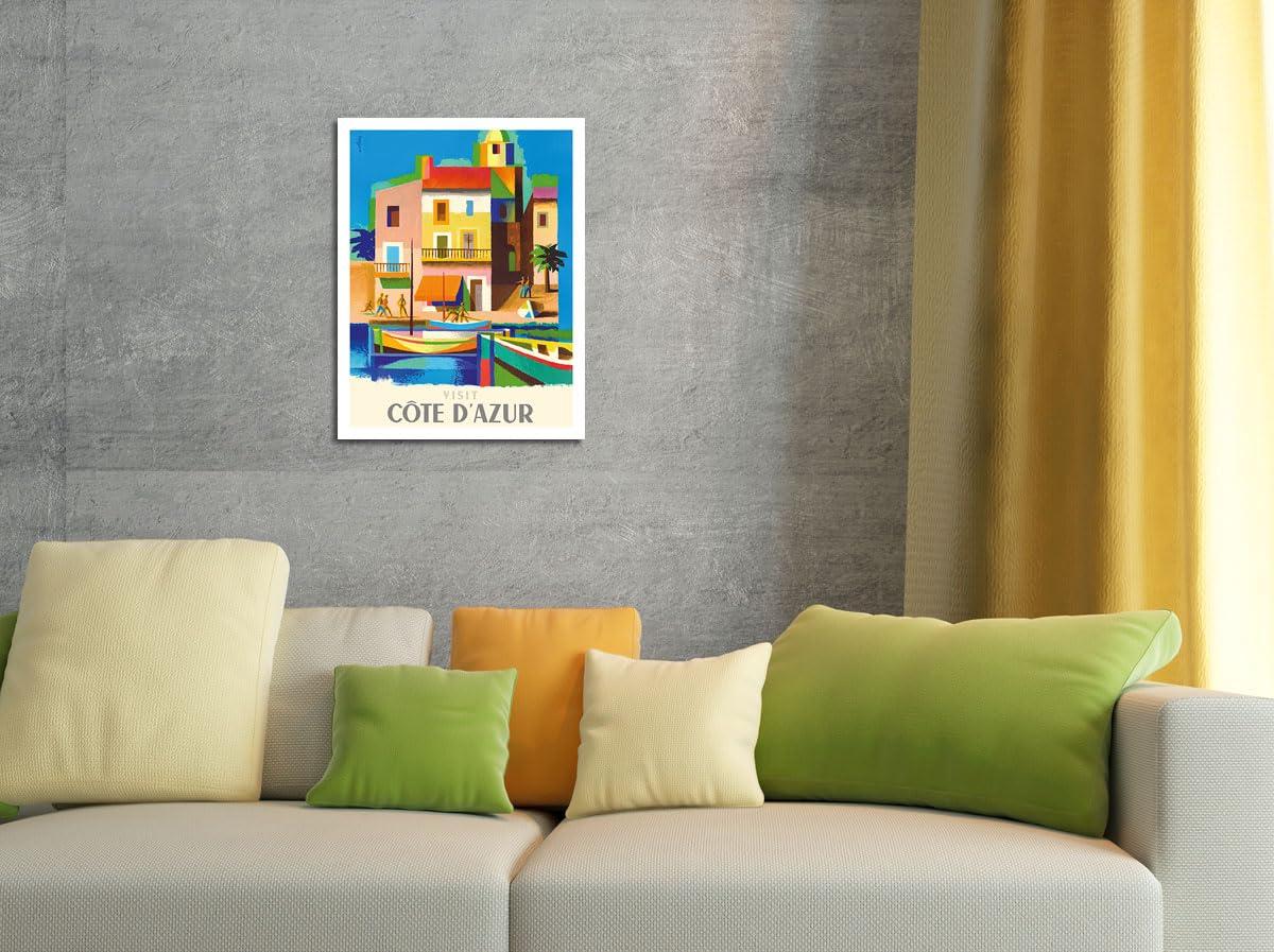 Pacifica Island Art Visit Cte D\'Azur - France - The French Riviera - Vintage Travel Poster by Jacques Nathan-Garamond c.1953 - Fine Art Matte Paper Print (Unframed) 11x14in