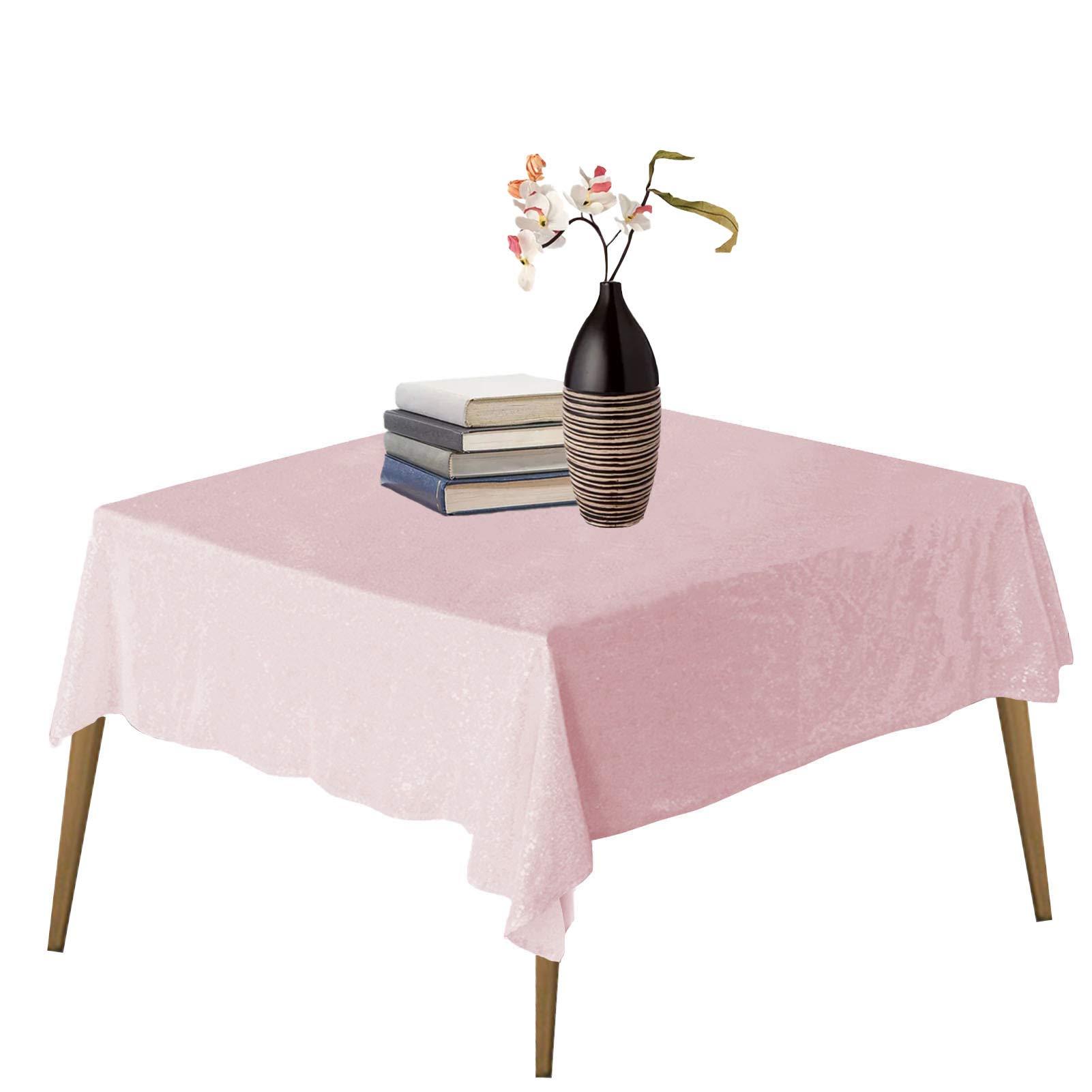TCBESTO TCBESTO Pink Sequin Tablecloth 50\" x 50\" Glitter Table Cover Square Metallic Sparkle Table Cloth for Birthday Parties Showers Weddings Easter Valentine\'s Day