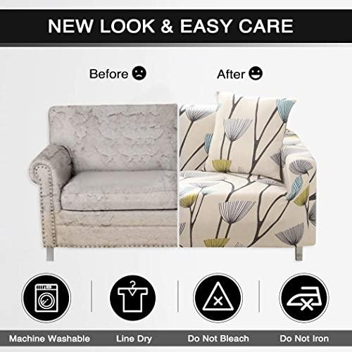 Lamberia Lamberia Printed Sofa Cover Stretch Couch Cover Sofa Slipcovers for Couches and Loveseats with Two Free Pillow Case (Beige, Loveseat)