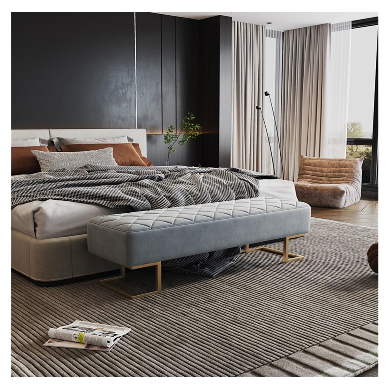 HEAIQI End of Bed Bench Storage Footstool Bench Extra Long Padded Bedroom Bench with Large Storage Space for Living Room, Entryway, Bedroom Foot Rest for Couch Ottoman ( Color : Gray , Size : 120*45*45cm )