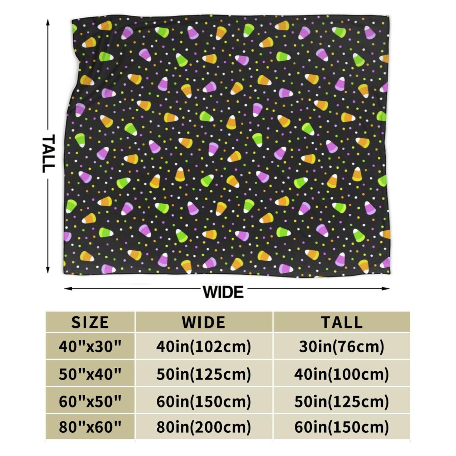 JSHXJBWR Halloween Blanket Halloween Candies and Sweets Flannel Blanket Soft Cozy Throw Blankets for Halloween Decorations Bed Sofa Couch Blanket 60\"X50\"
