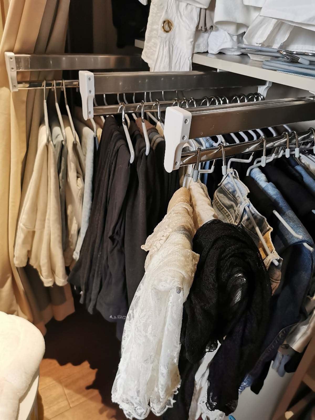 JEDAL JEDAL Closet Clothes Hanger Rail, Extendable Pants Rack Pull-Out Closet Rod 342mm 492mm 592mm Wardrobe Clothing Rail for Pants and Coat (Size : 292mm)