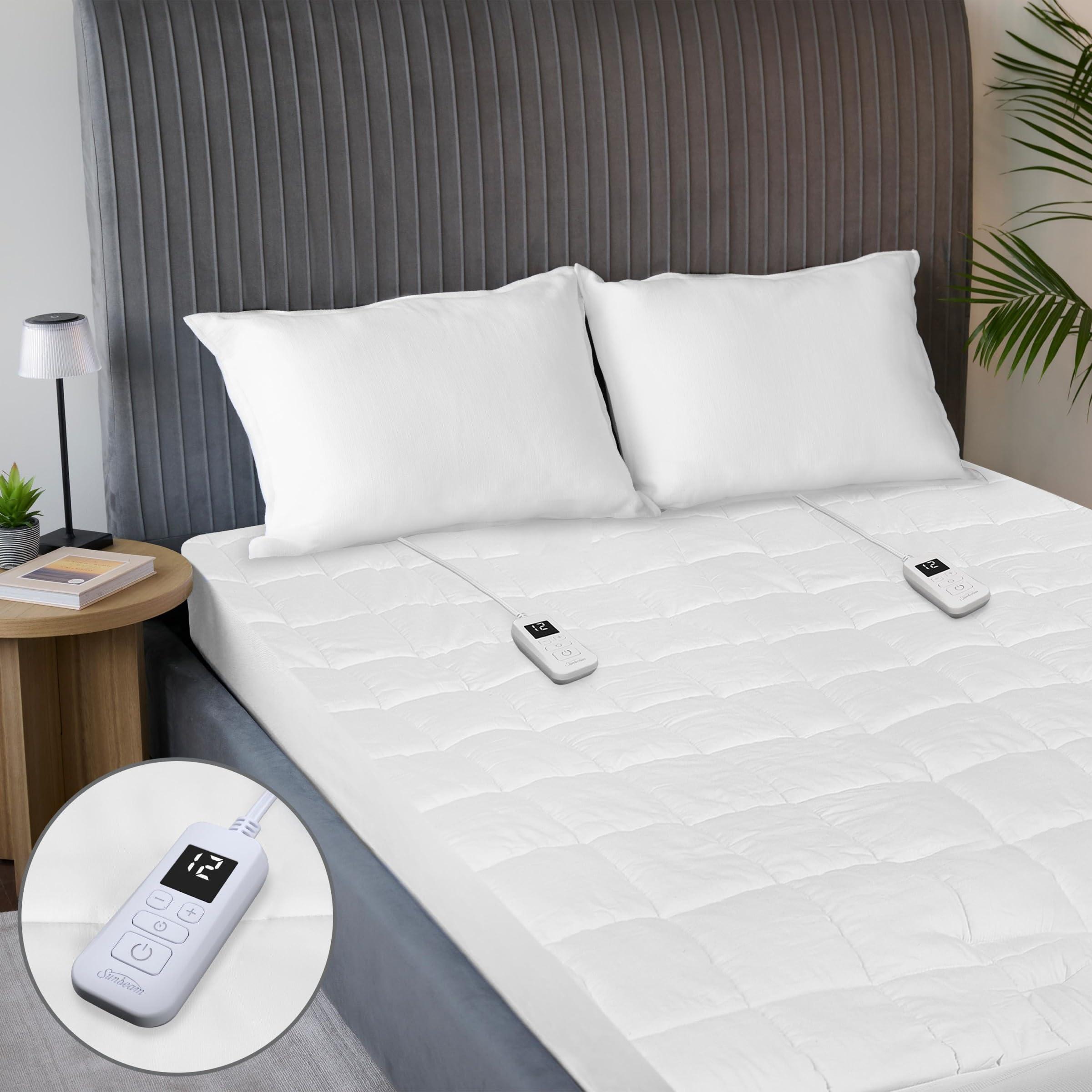 Sunbeam Sunbeam Restful Premium Quilted Heated Mattress Pad - King White