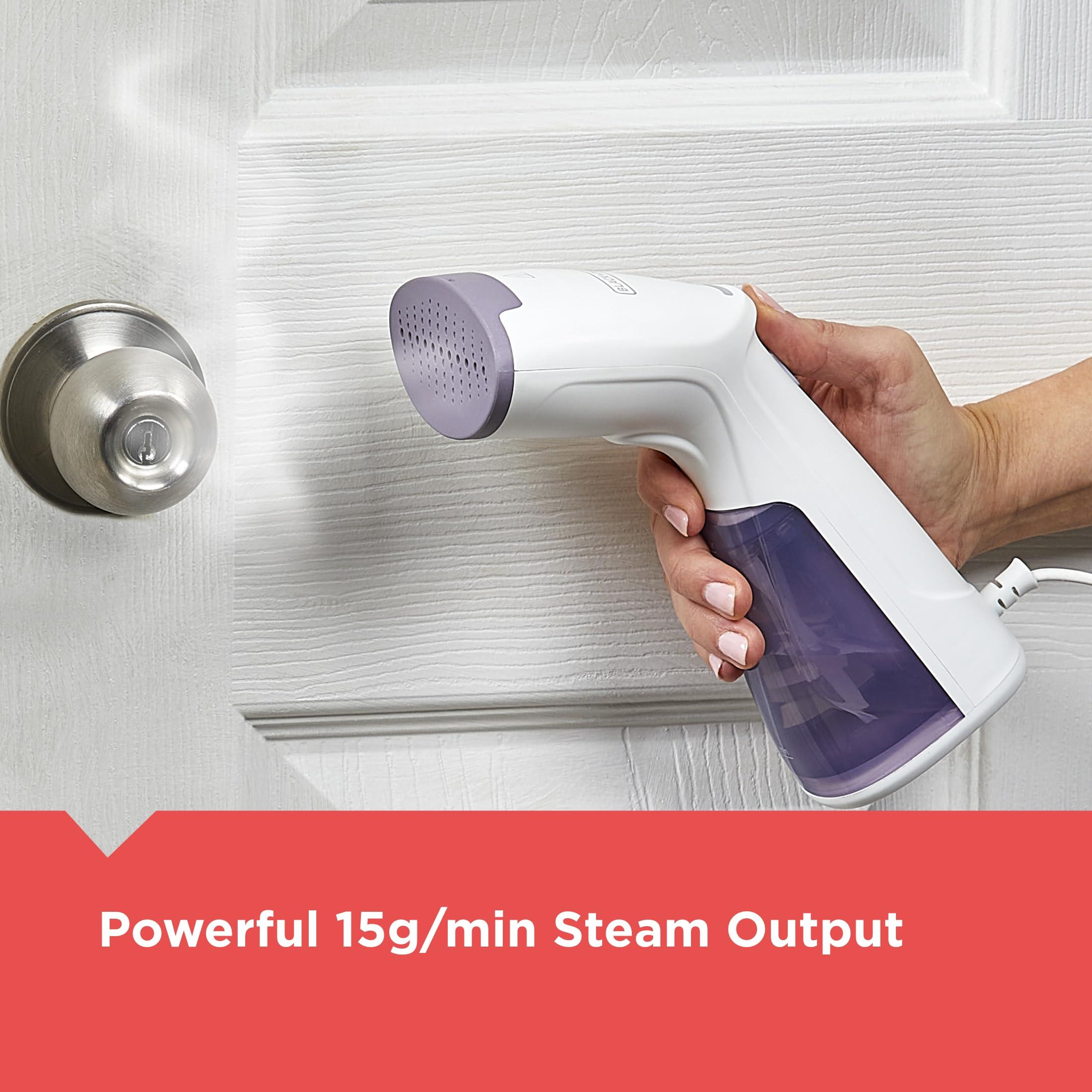 BLACK+DECKER BLACK+DECKER Compact Handheld Steamer, HGS012P, 25-Second Heat Up, 1000 Watts, Removes Wrinkles from Fabrics, Clothing and Upholstery